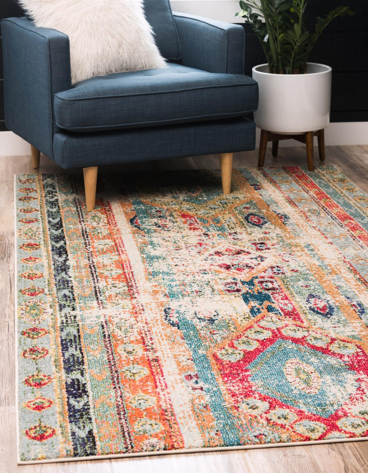 Sedona Yellowstone Blue & Beige Area Rug | Rectangle in room