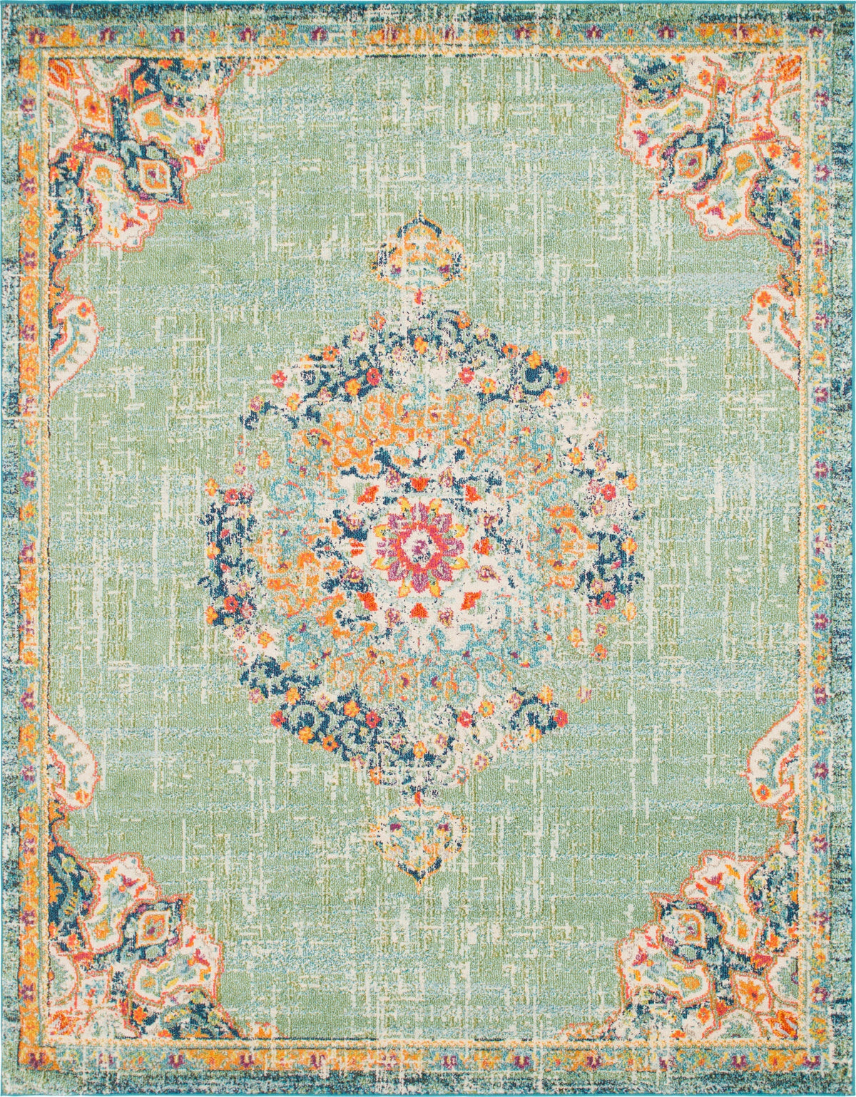 Penrose Alexis Green & Black Area Rug overhead Rectangle 7' 10" x 10'
