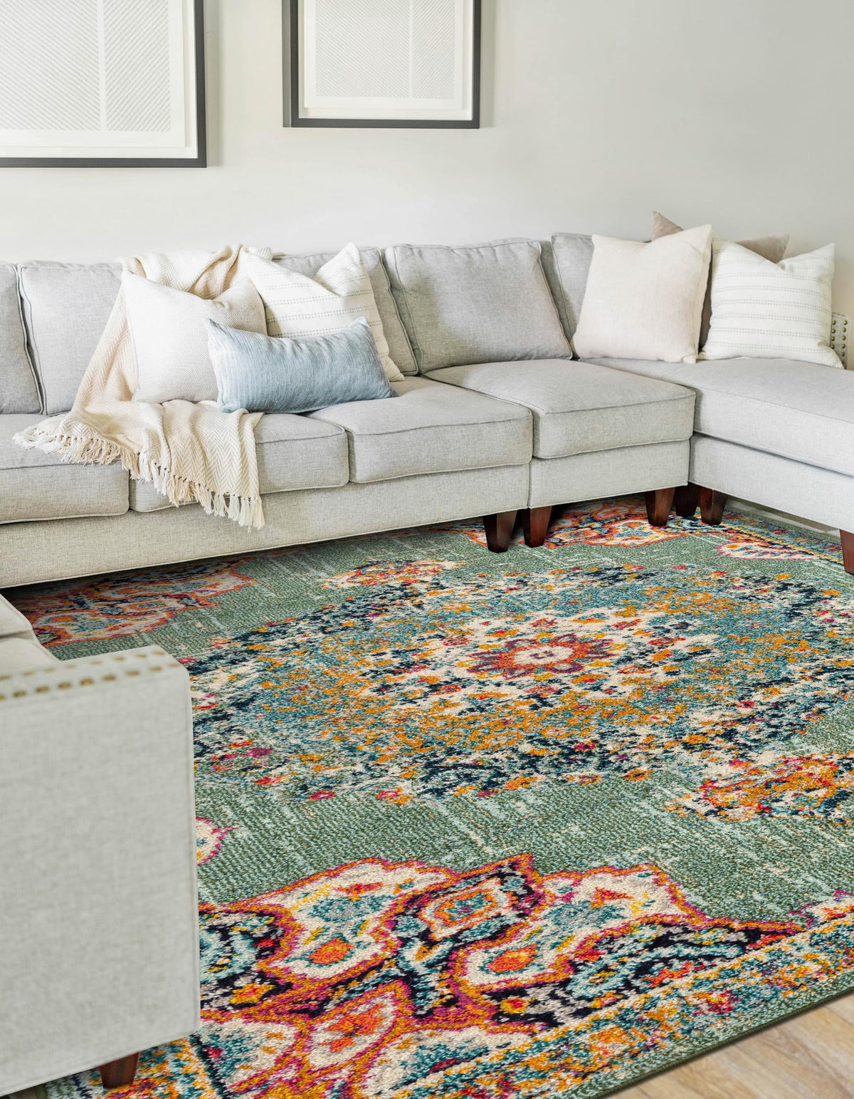 Penrose Alexis Green & Black Area Rug | Unique Loom high-resolution supplier additional photo 3143356_image_1018.jpg