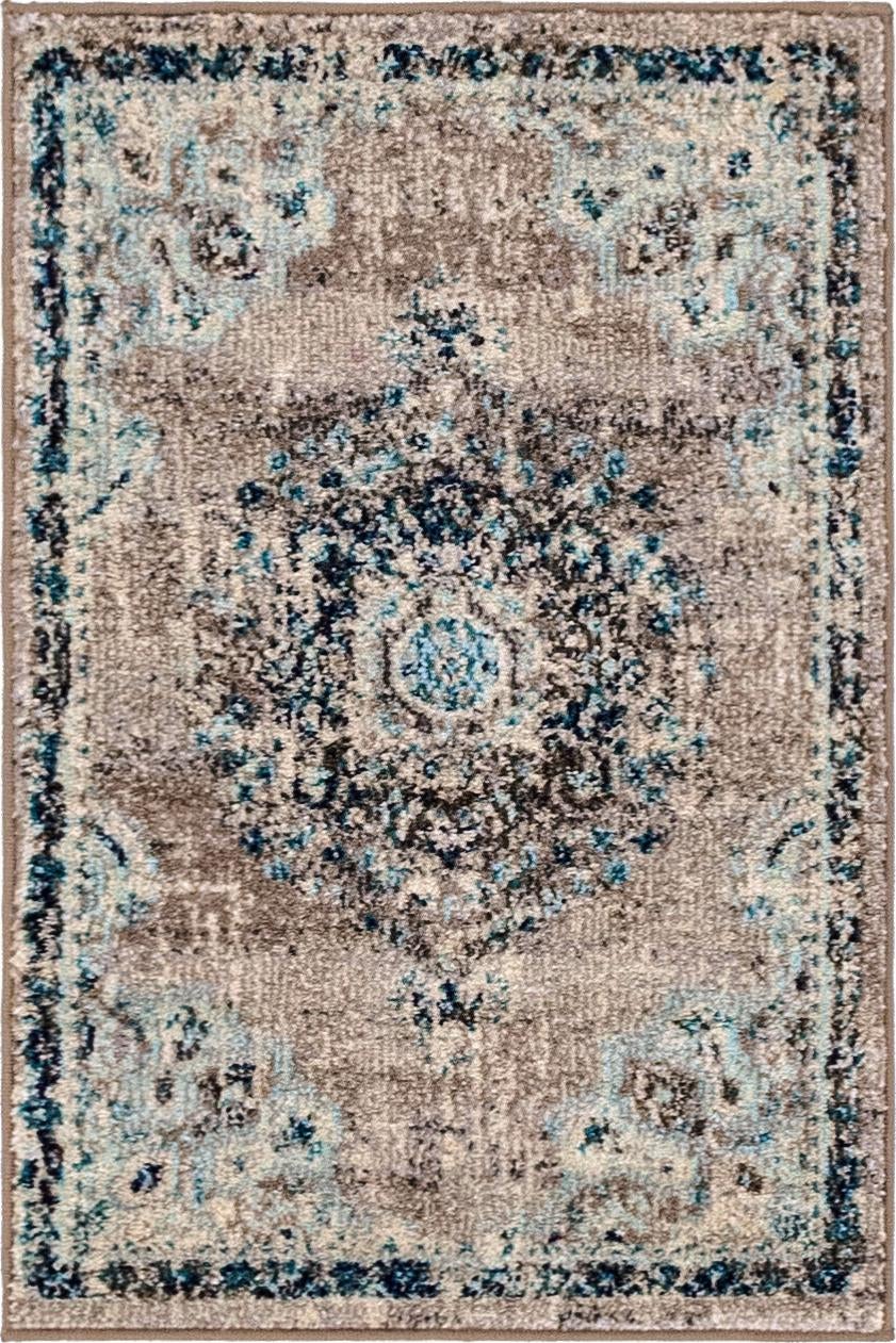 Penrose Alexis Gray & Beige Area Rug | Rectangle overhead | SKU 3143378