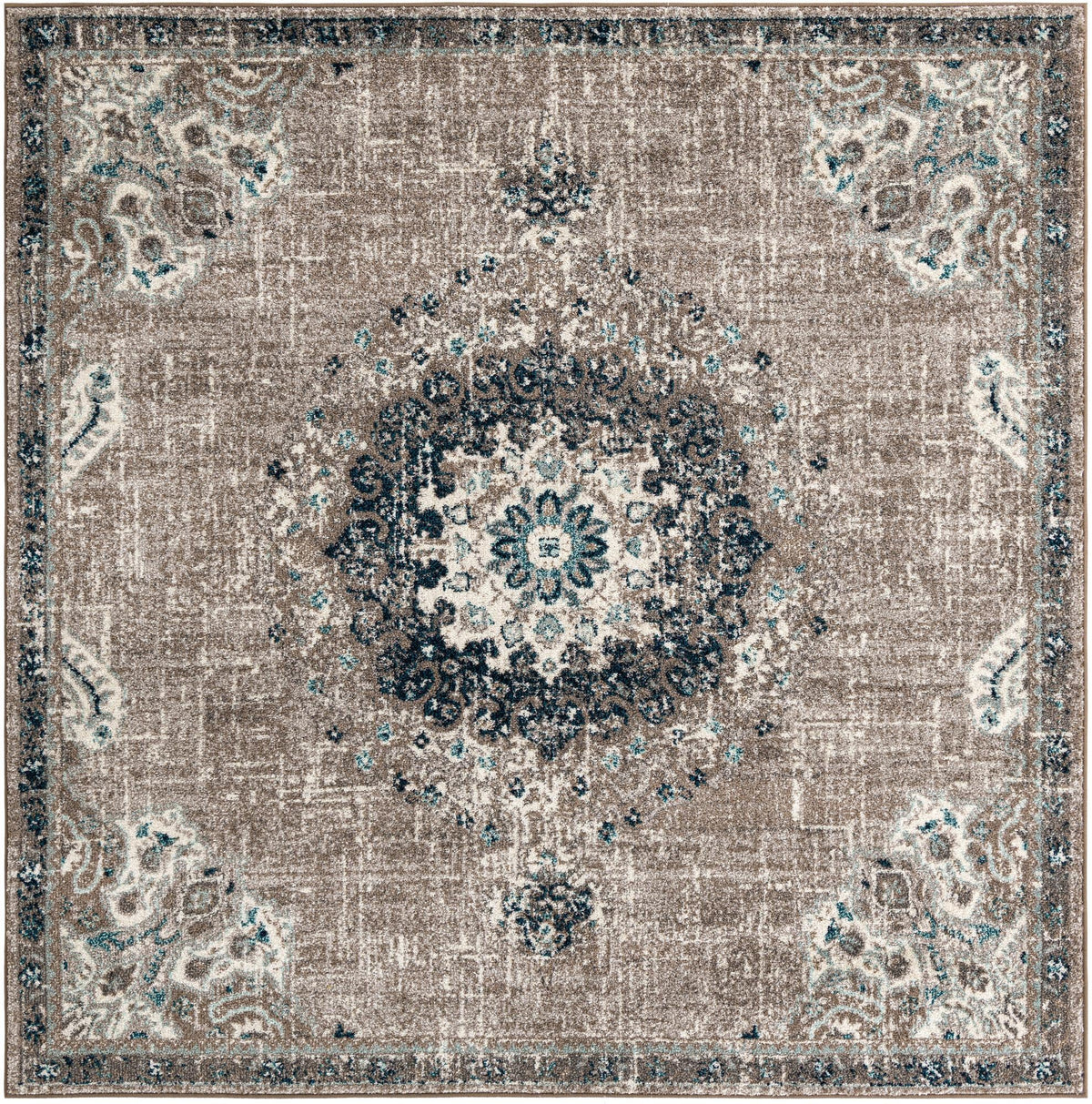 Penrose Alexis Gray & Beige Area Rug | Square overhead | SKU 3143379