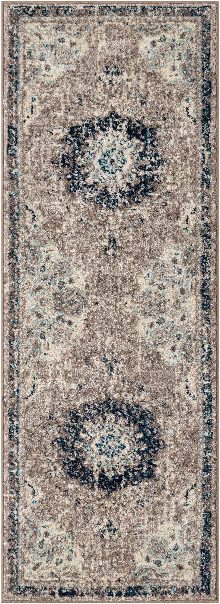 Penrose Alexis Gray & Beige Area Rug | Runner overhead | SKU 3143382