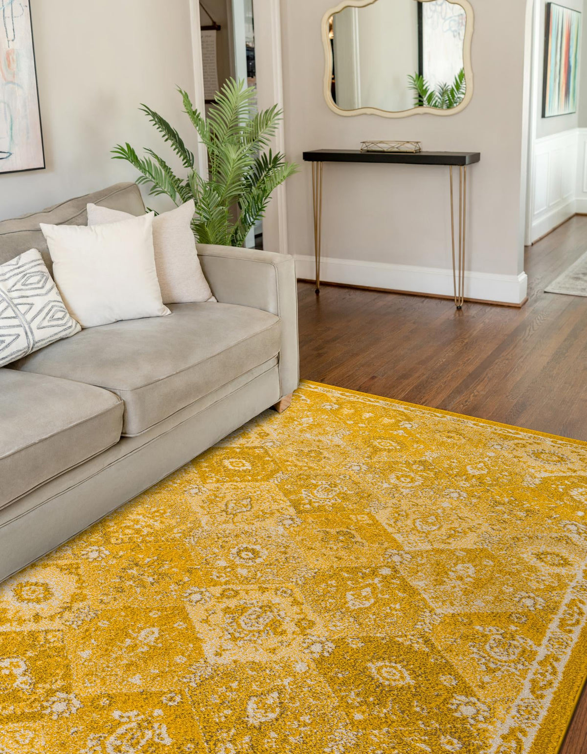 Penrose Blake Yellow & Beige Area Rug | Original supplier photo 2