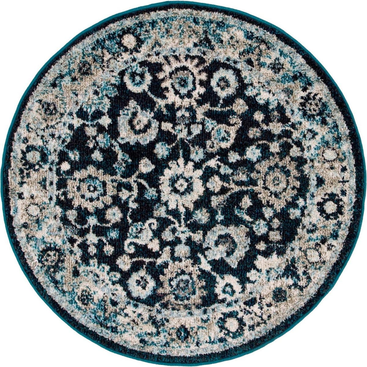 Penrose Krystle Navy Blue & Beige Area Rug | Round supplier-original alternate overhead