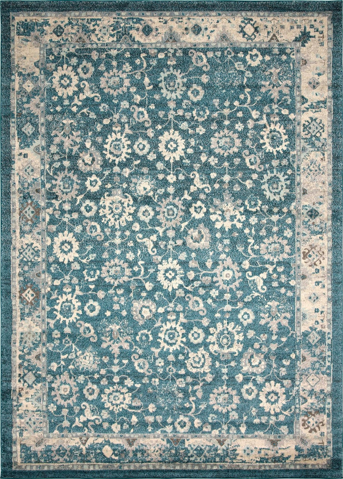 Penrose Krystle Turquoise & Beige Area Rug | Rectangle overhead | SKU 3143473