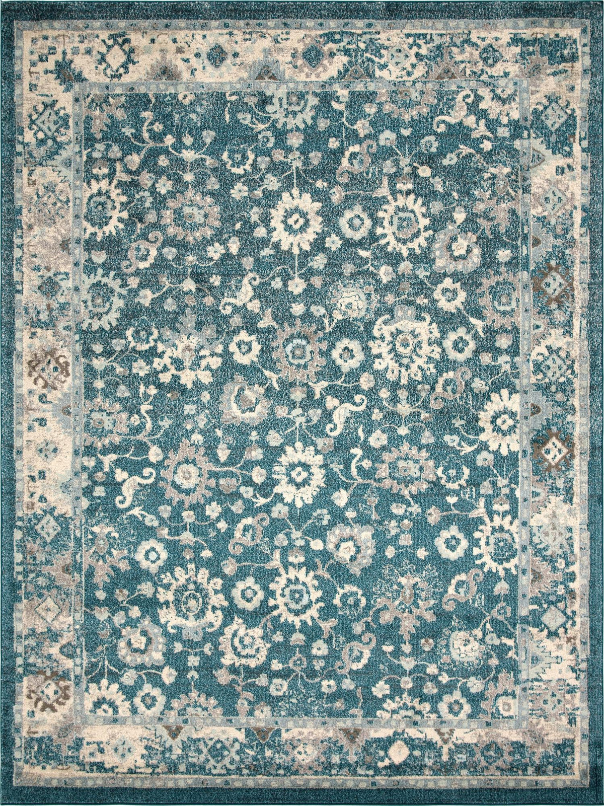 Penrose Krystle Turquoise & Beige Area Rug | Rectangle overhead | SKU 3143474