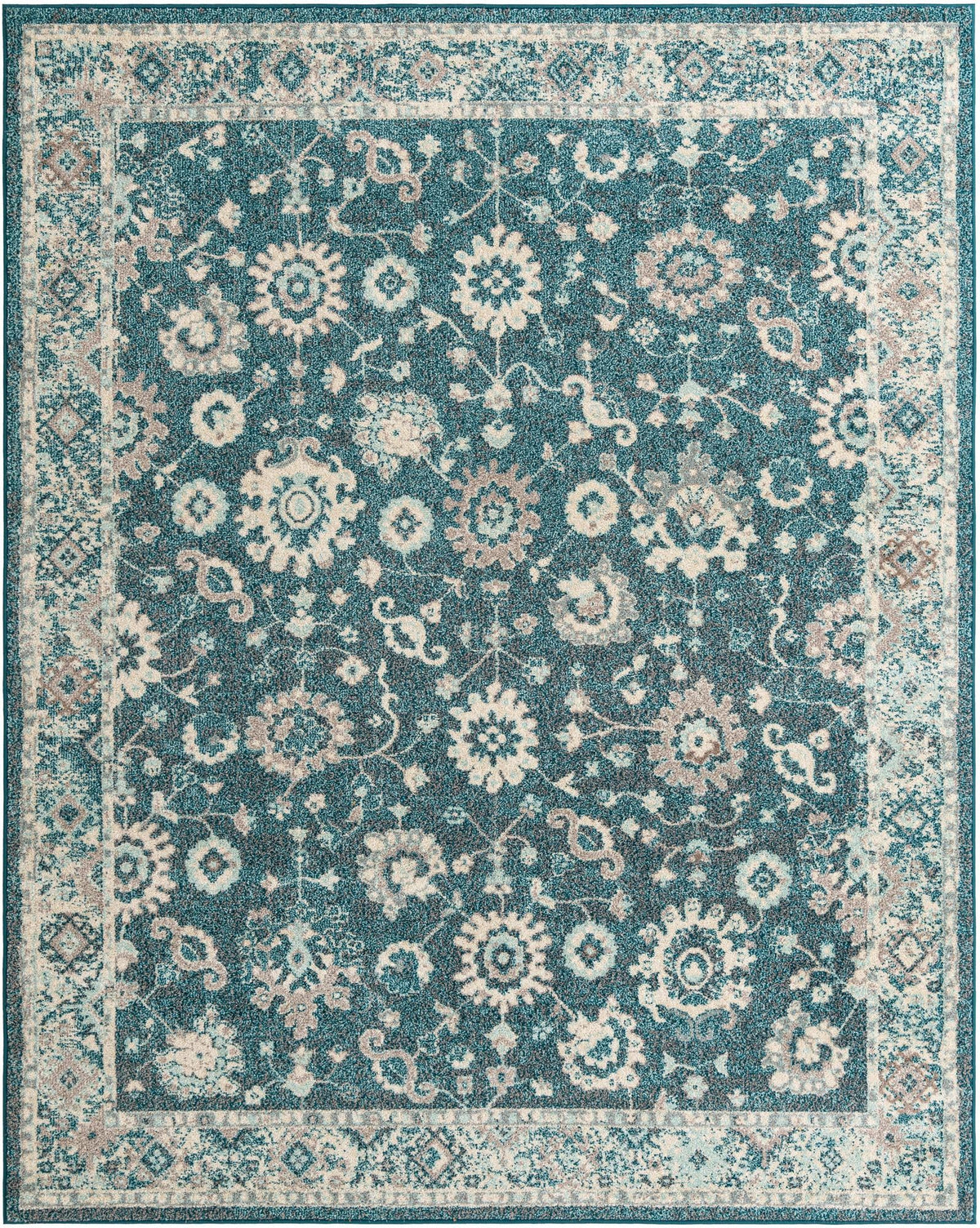Penrose Krystle Turquoise & Beige Area Rug | Rectangle overhead | SKU 3143475