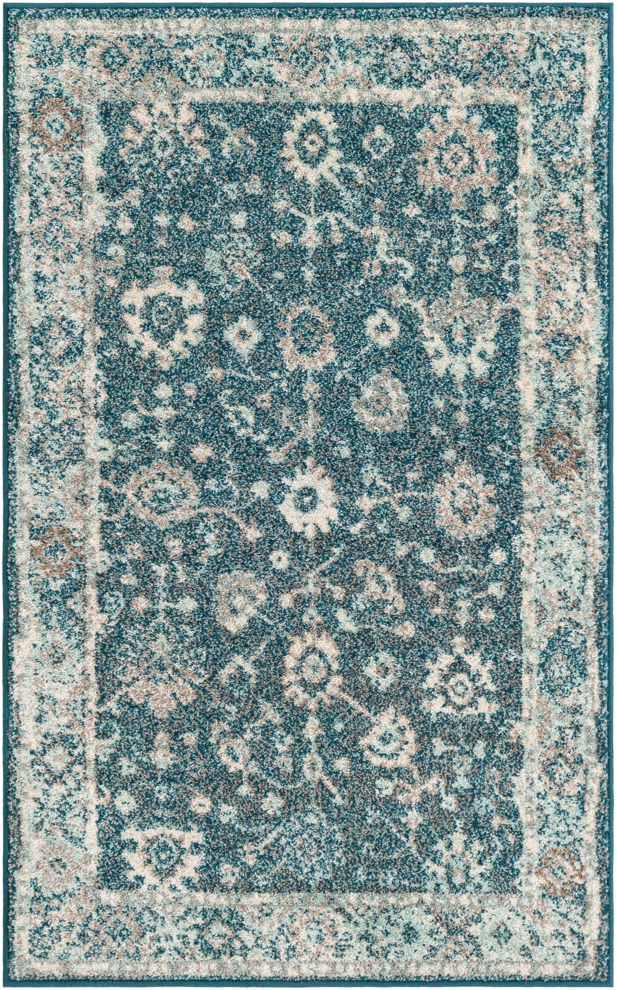 Penrose Krystle Turquoise & Beige Area Rug | Rectangle overhead | SKU 3143477