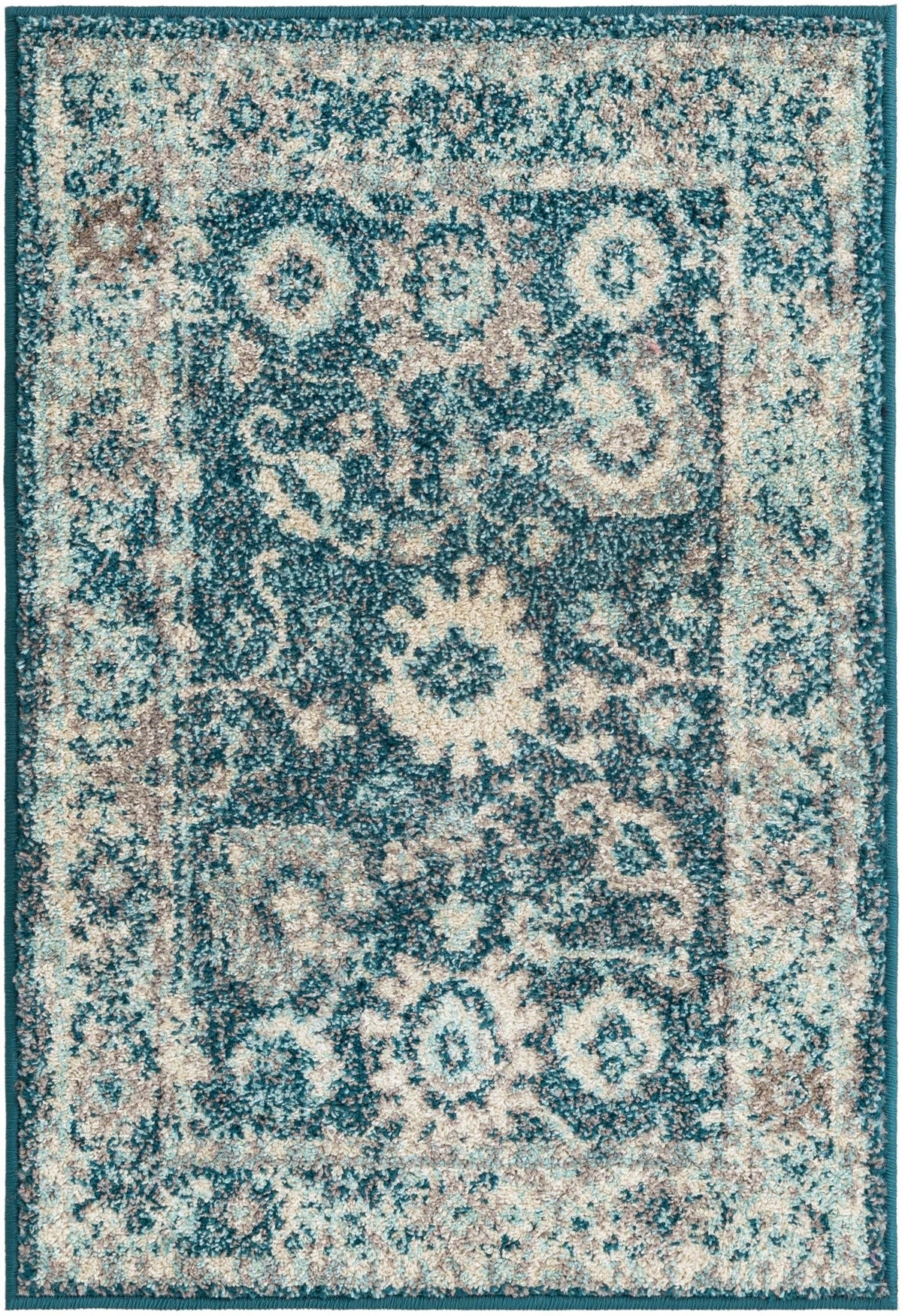 Penrose Krystle Turquoise & Beige Area Rug | Rectangle overhead | SKU 3143478