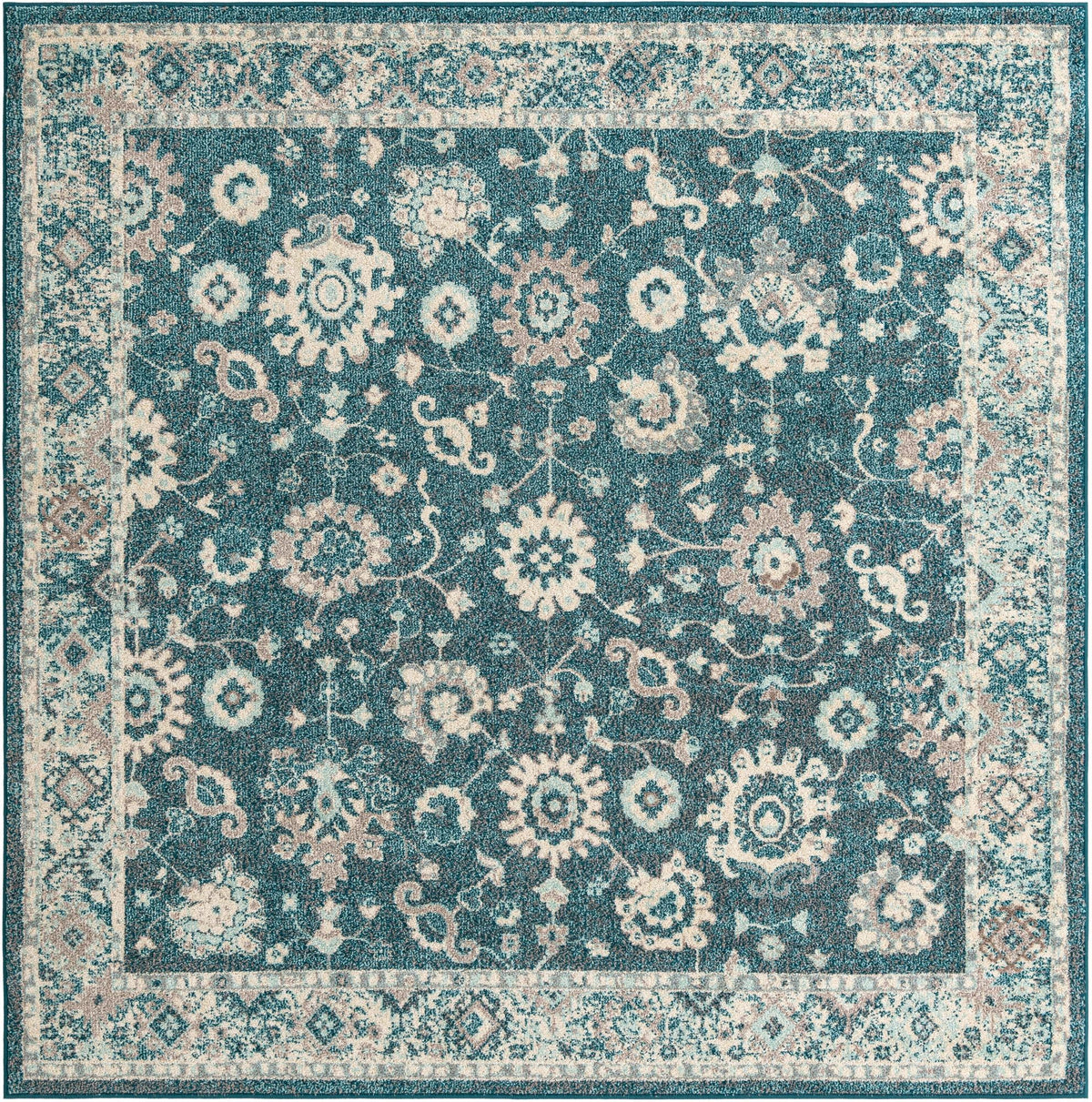 Penrose Krystle Turquoise & Beige Area Rug | Square overhead | SKU 3143479