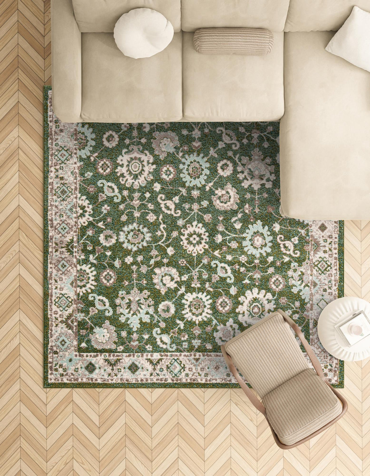 Penrose Krystle Green & Beige Area Rug | Original supplier photo 38