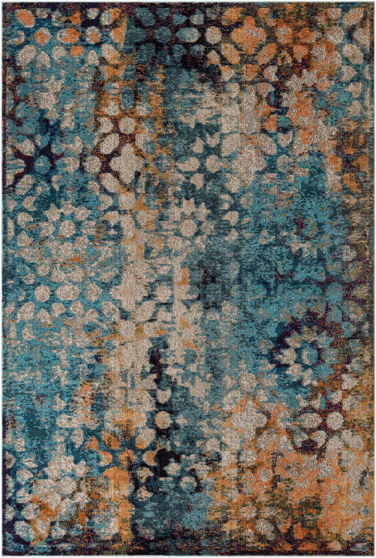 Vita Pollock Blue & Brown Area Rug | Rectangle overhead alternative