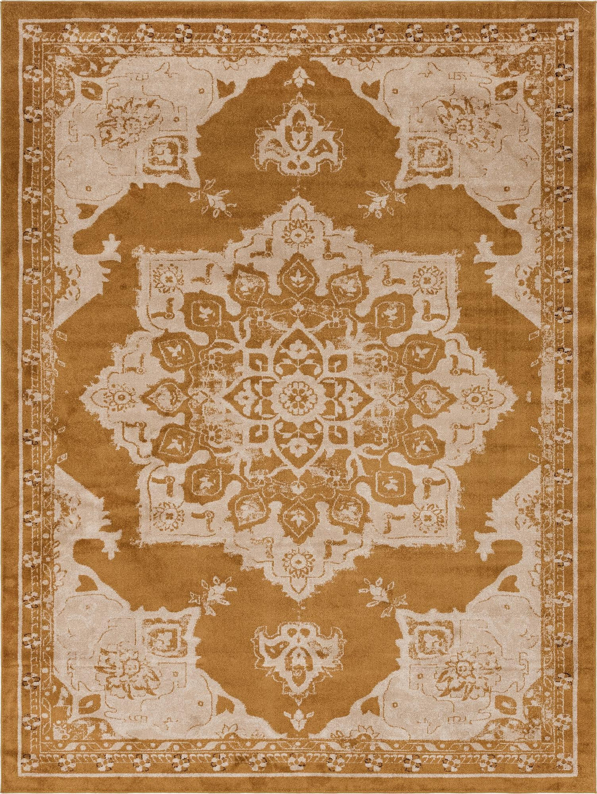 Utopia Helios Yellow & Beige Area Rug | Rectangle overhead | SKU 3146571