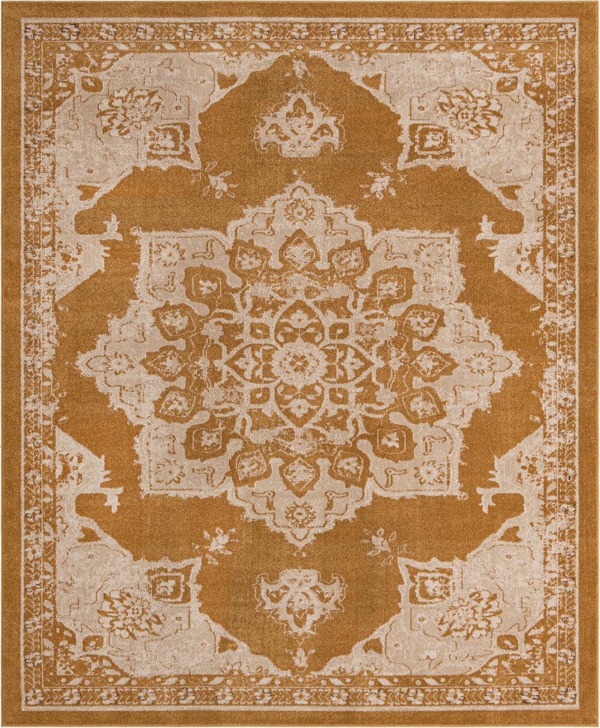 Utopia Helios Yellow & Beige Area Rug | Rectangle overhead | SKU 3146572