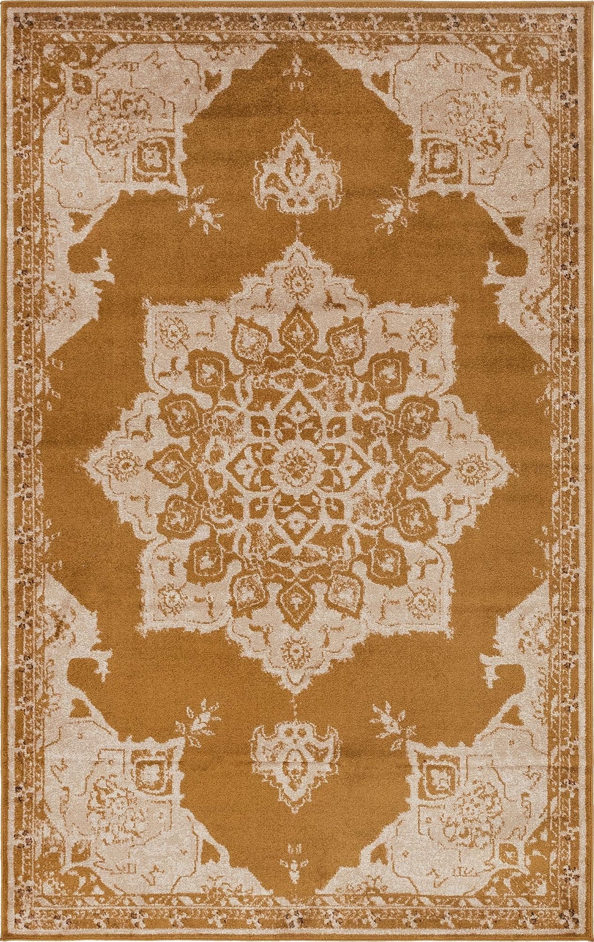 Utopia Helios Yellow & Beige Area Rug | Rectangle overhead | SKU 3146573