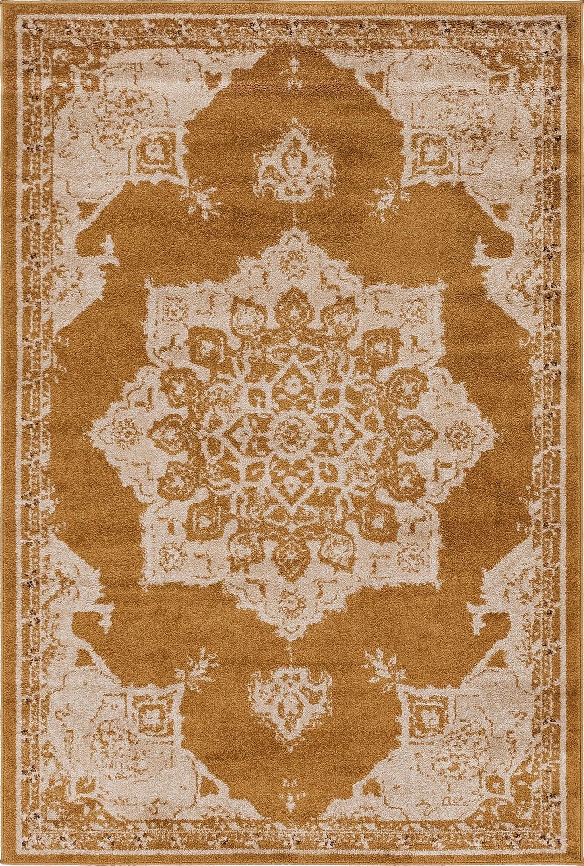 Utopia Helios Yellow & Beige Area Rug | Rectangle overhead | SKU 3146574