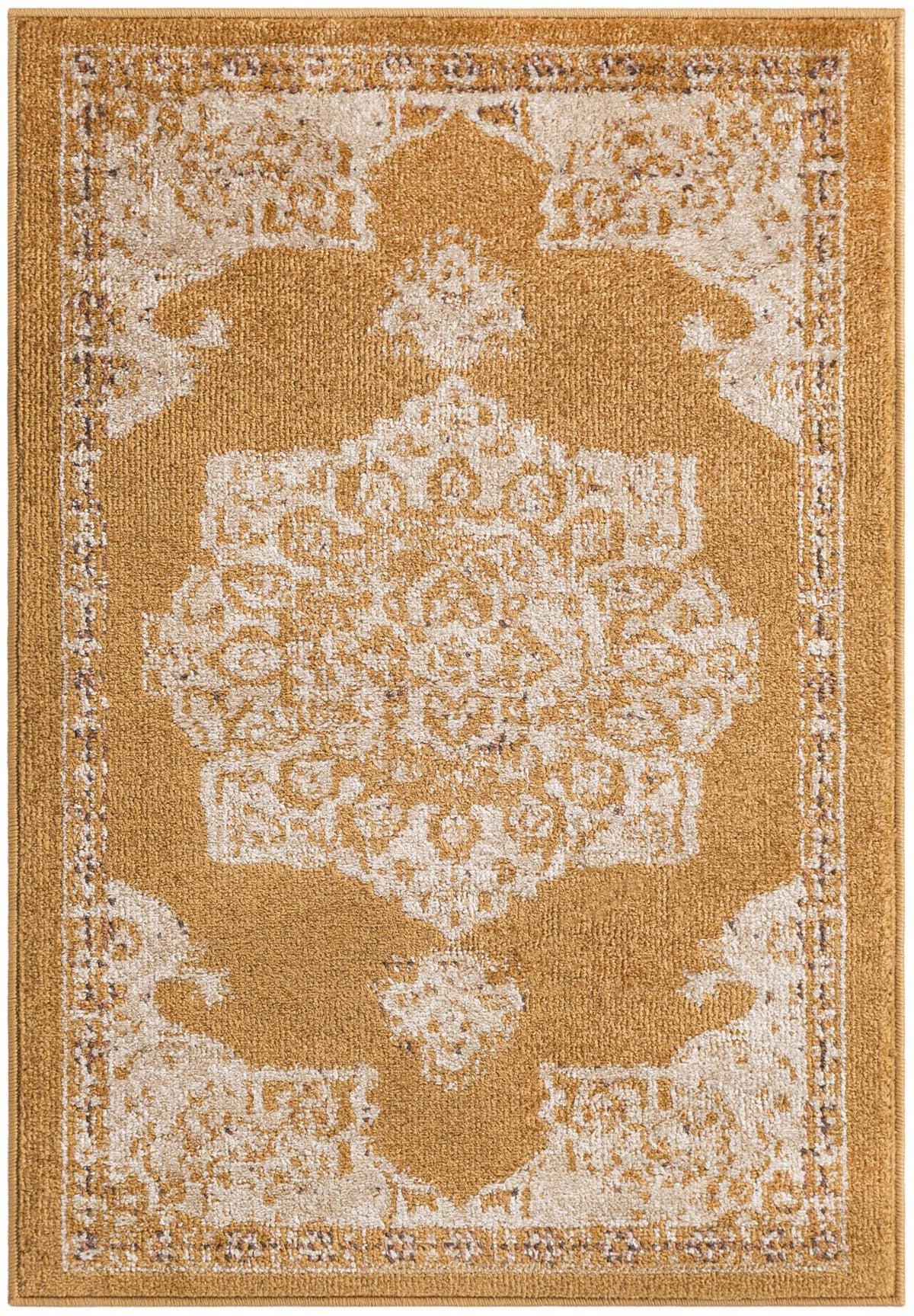 Utopia Helios Yellow & Beige Area Rug | Rectangle overhead | SKU 3146579