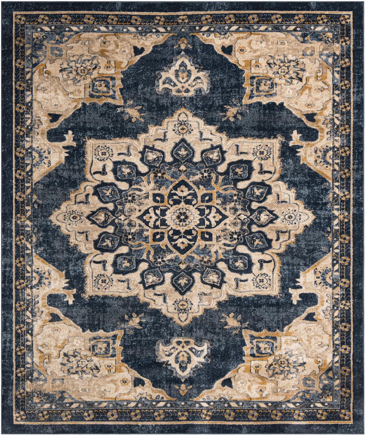 Utopia Helios Navy Blue & Light Blue Area Rug, overhead view