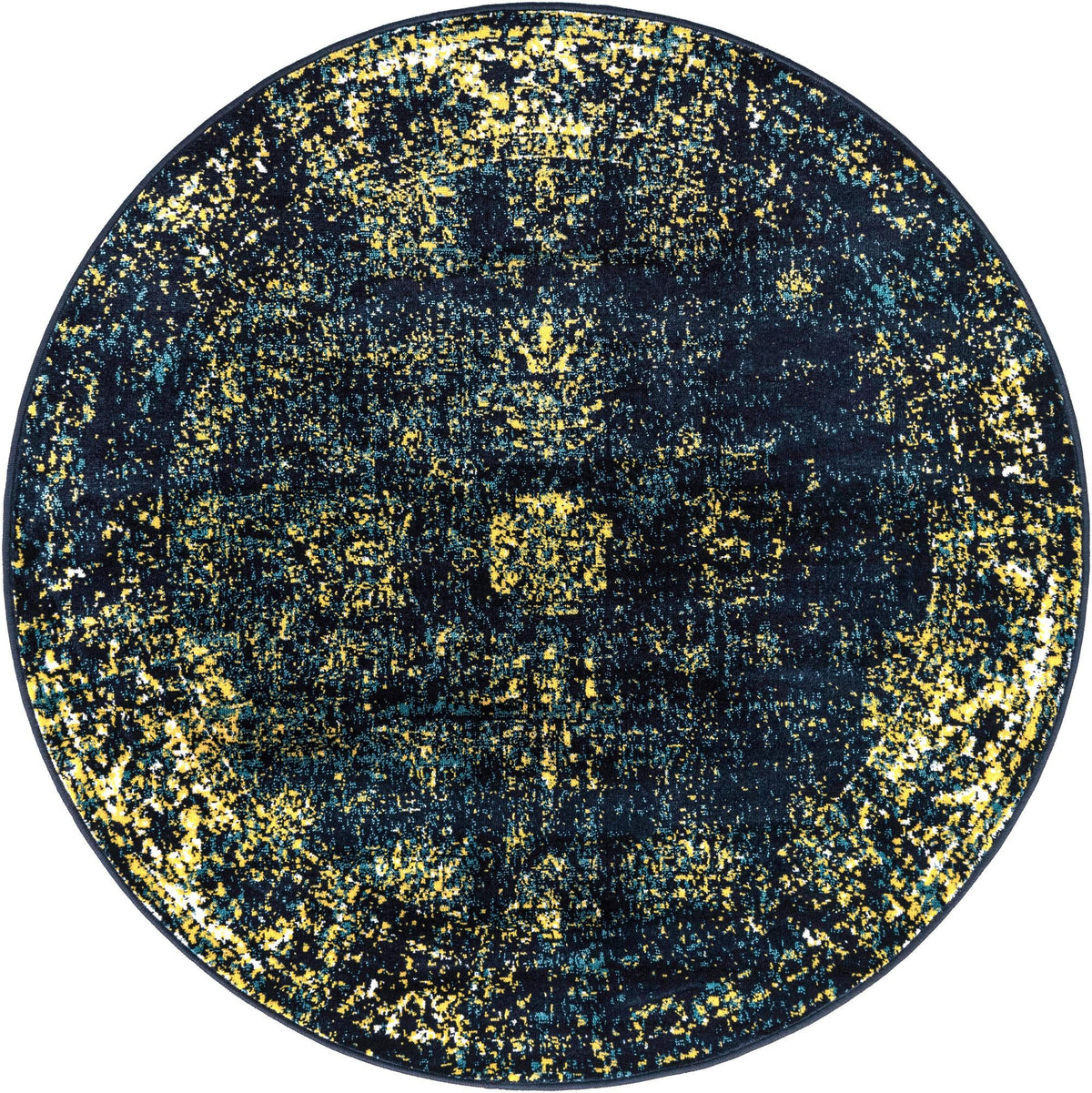 Sofia Casino Navy Blue & Yellow Area Rug | Manufacturer additional original detail or rug view