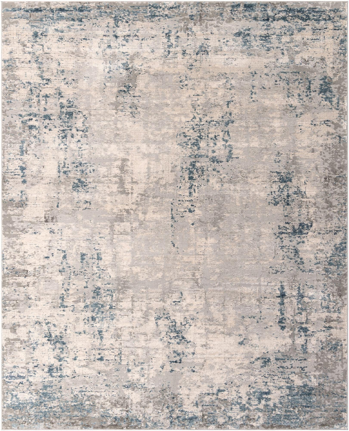 Caspian Rasht Gray Blue & Ivory Area Rug overhead Rectangle 8' x 10'