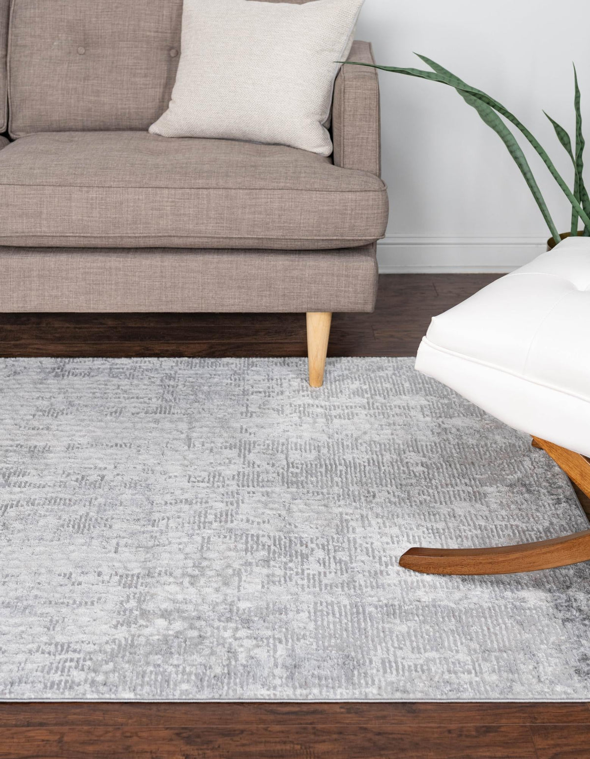 Caspian Behshahr Gray & Ivory Area Rug | Rectangle in room