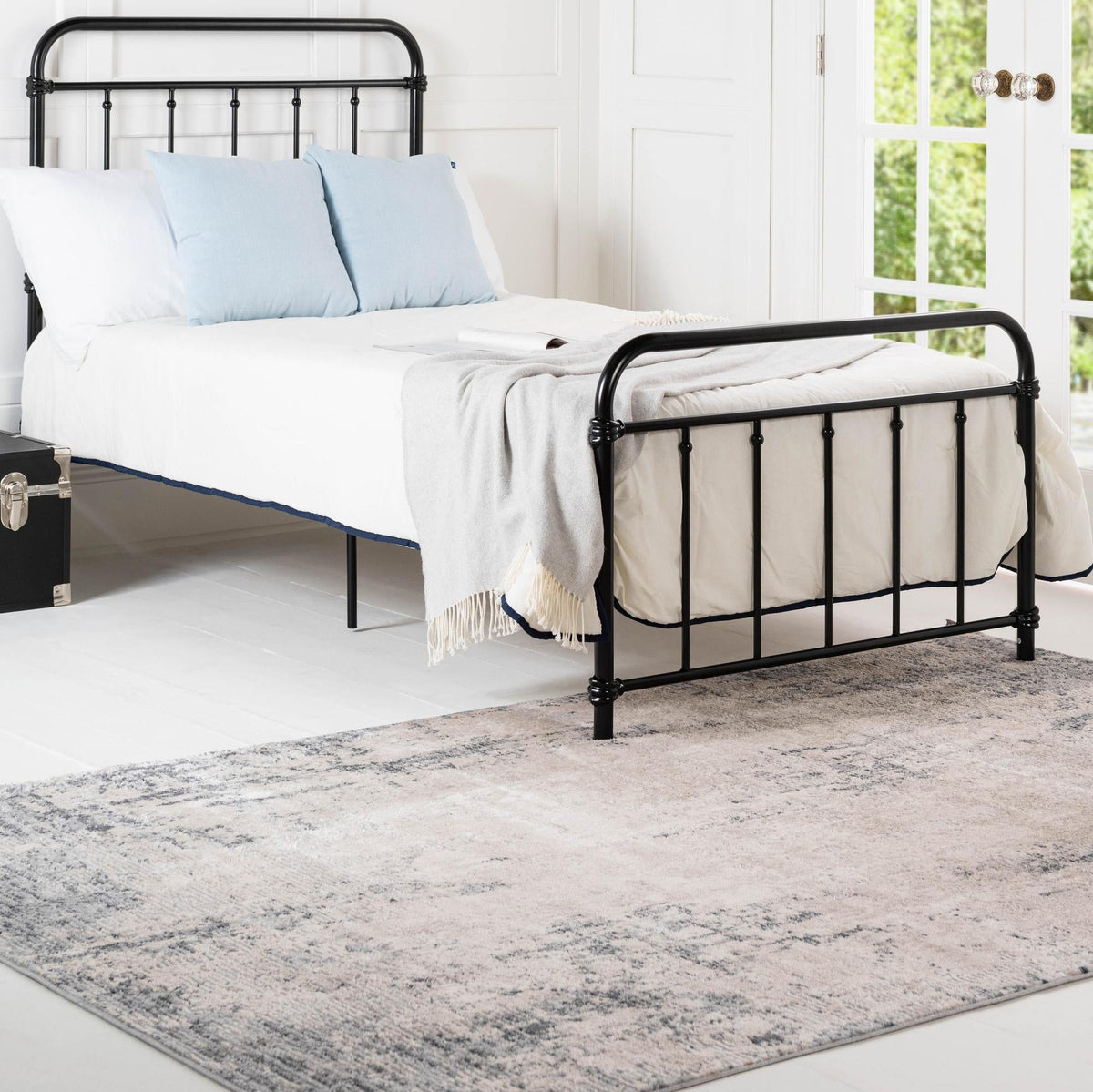 Caspian Behshahr Bone & Gray Area Rug | same-design same-color lifestyle (shape may vary)