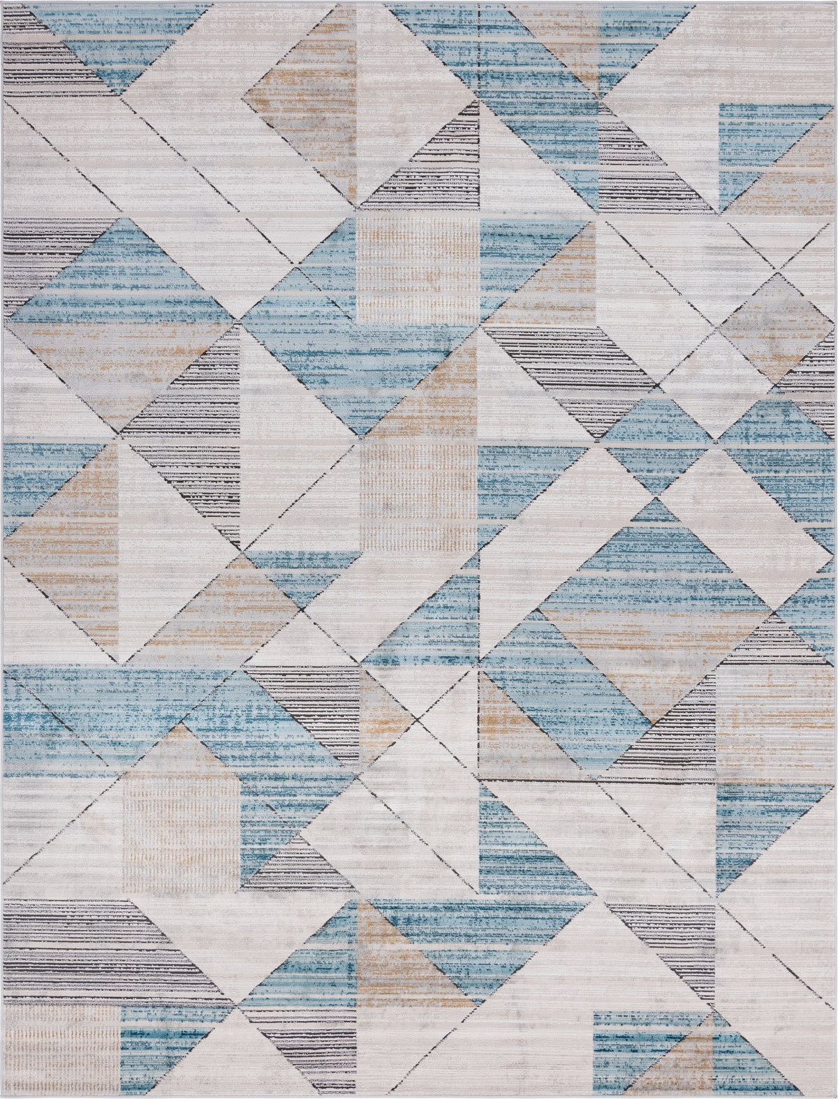 Leipzig Wagner Blue & Beige Area Rug | Rectangle overhead | SKU 3148523