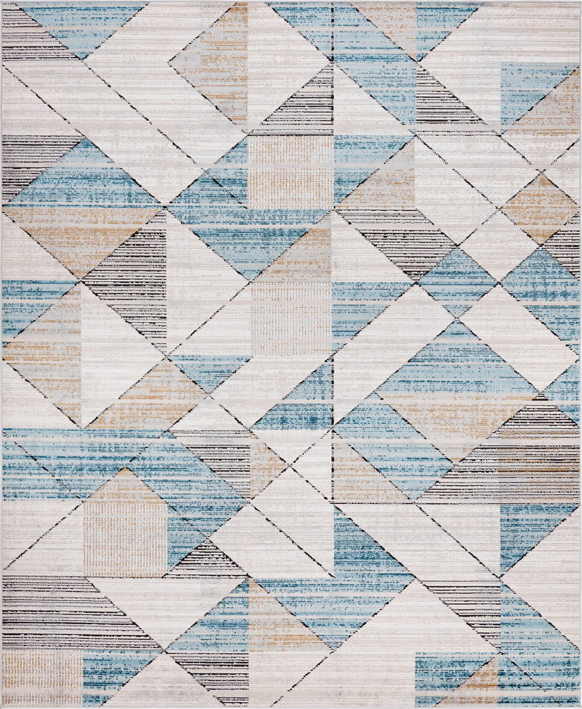 Leipzig Wagner Blue & Beige Area Rug | Rectangle overhead | SKU 3148524