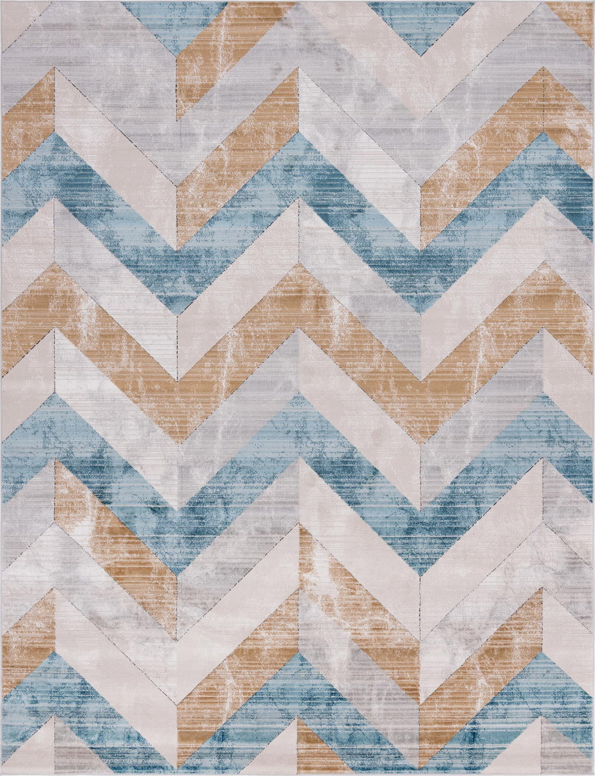 Leipzig Goethe Blue & Ivory Area Rug | Rectangle overhead | SKU 3148535