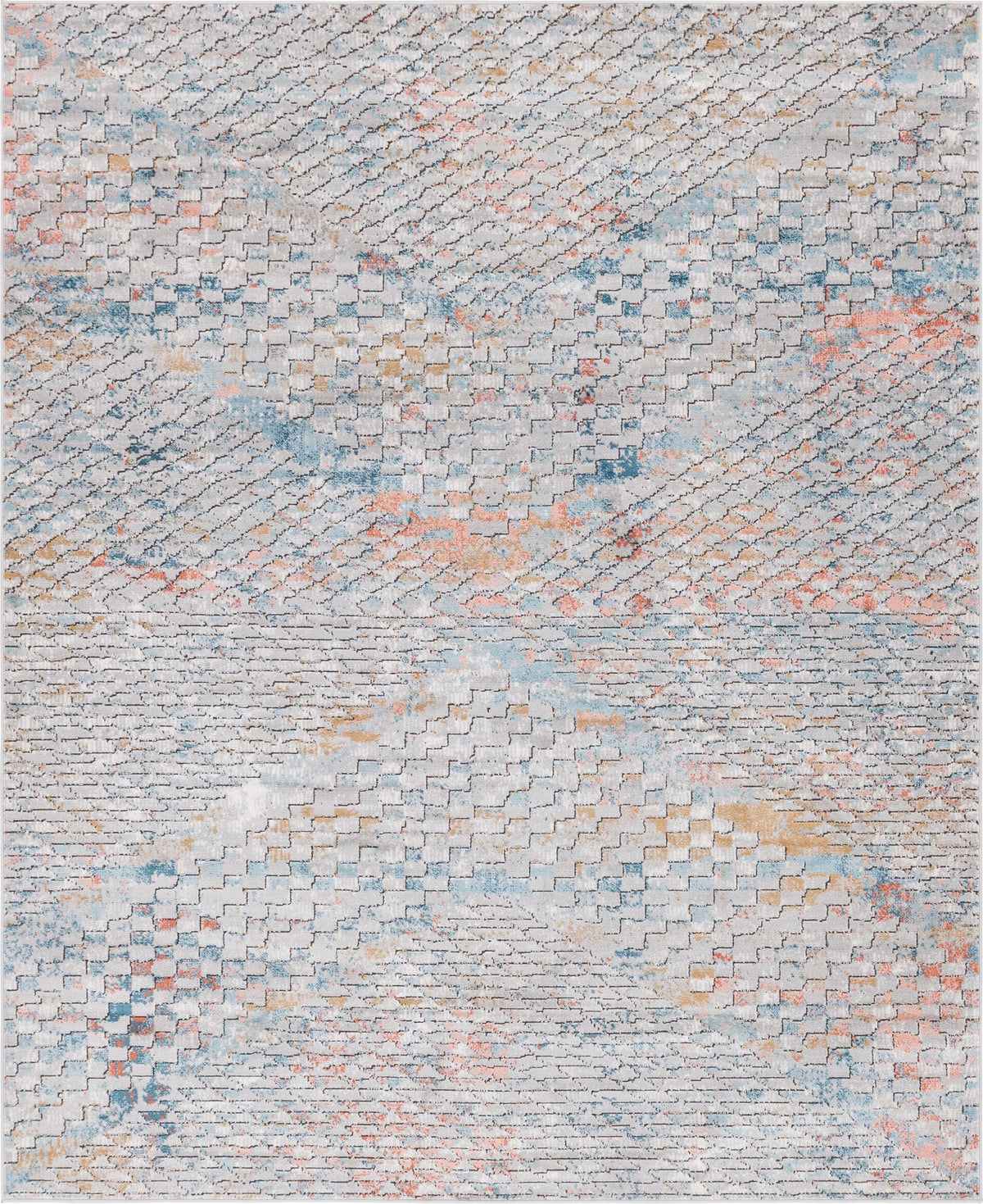Leipzig Grunderzeit Multi & Black Area Rug overhead Rectangle 8' x 10'