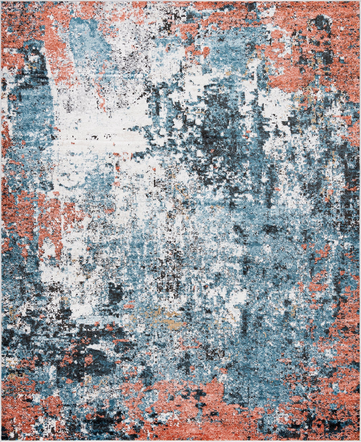 Leipzig Saxony Multi & Black Area Rug | Rectangle overhead | SKU 3148560