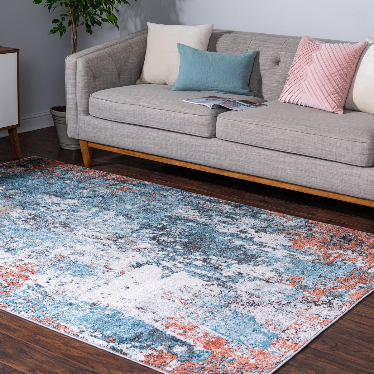Leipzig Saxony Multi & Black Area Rug | Rectangle in room