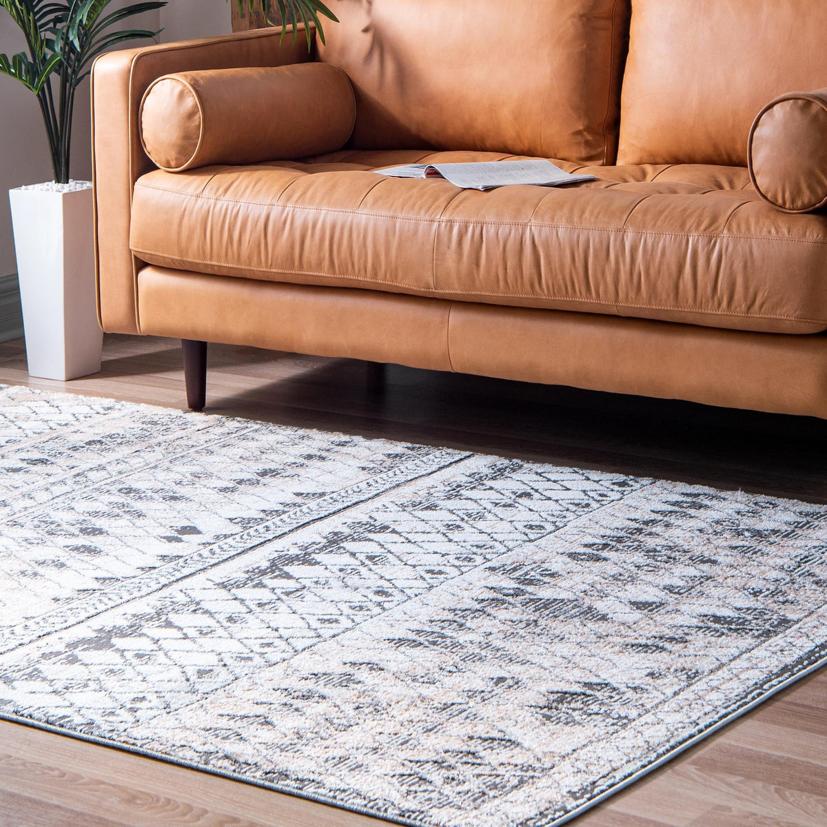 Leipzig Dresden Beige & Gray Area Rug | Rectangle in room