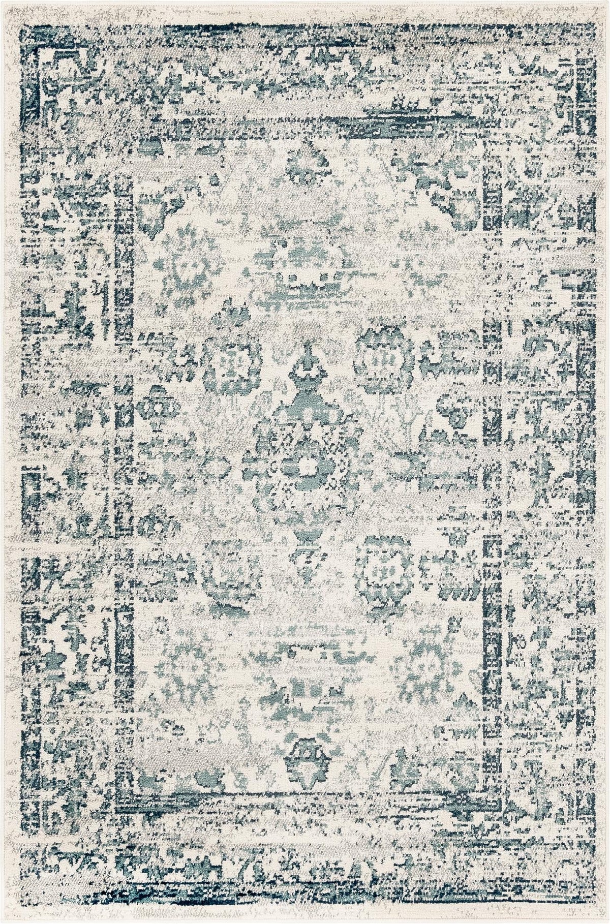Unique Loom Sumter Collection Area Rug - Edmunds (Ivory/Blue) detail