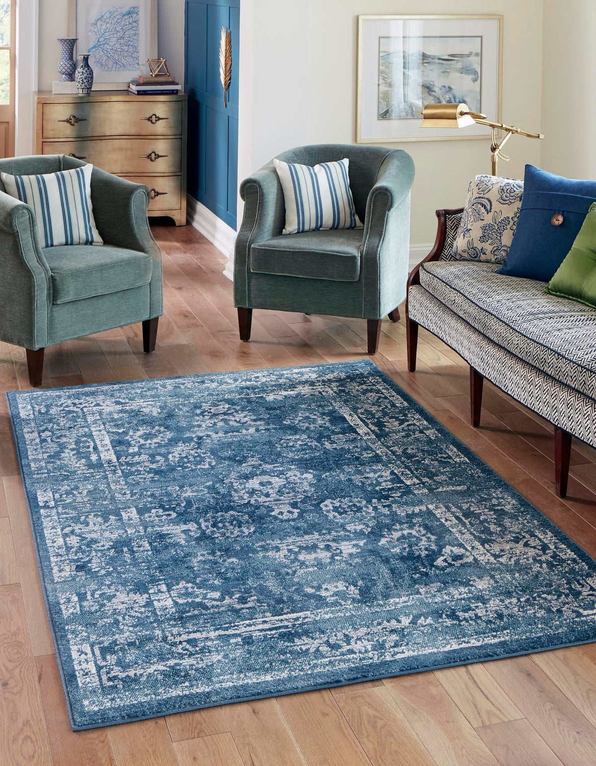 Unique Loom Sumter Collection Area Rug - Edmunds (Navy Blue/Gray) lifestyle