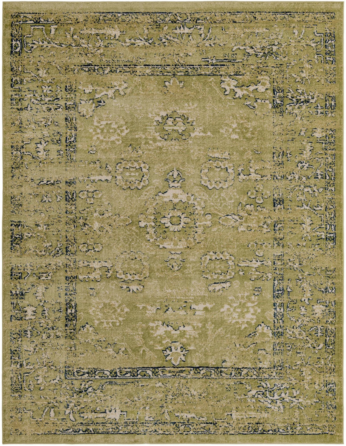 Sumter Edmunds Green & Ivory Area Rug overhead Rectangle 8' x 10'