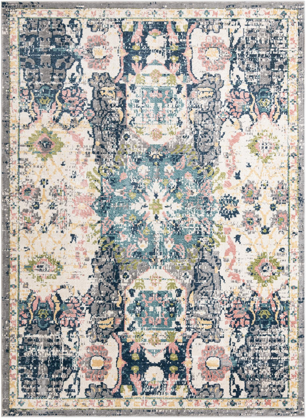 Sumter Aiken Ivory & Blue Area Rug | Rectangle overhead alternative