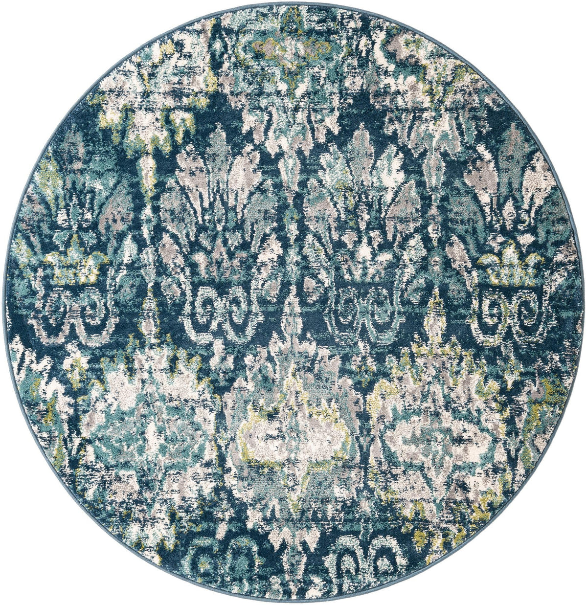 Sumter Brewton Navy Blue & Blue Area Rug | Round overhead | SKU 3150137