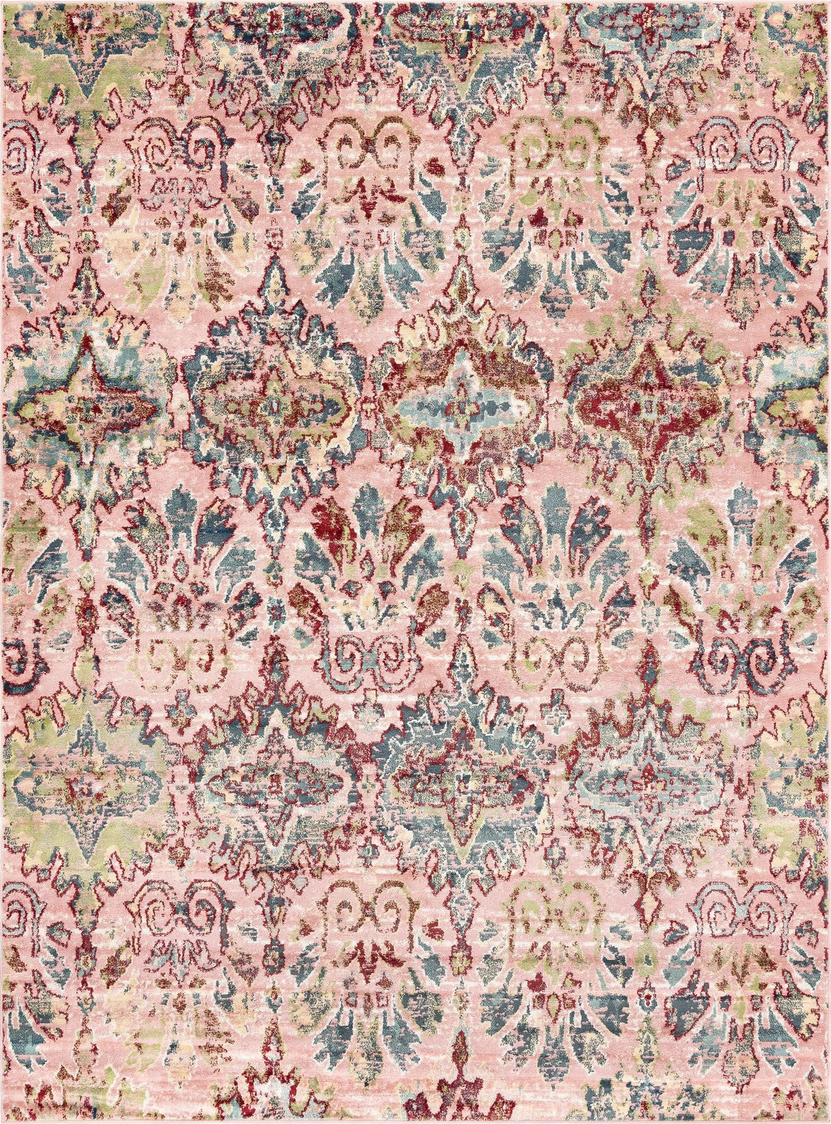 Sumter Brewton Pink & Blue Area Rug | Rectangle overhead | SKU 3150141