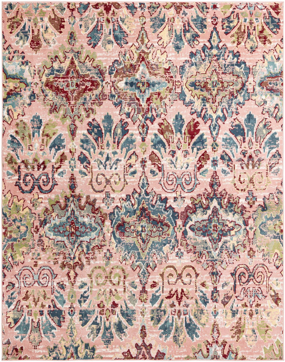 Sumter Brewton Pink & Blue Area Rug | Rectangle overhead | SKU 3150142