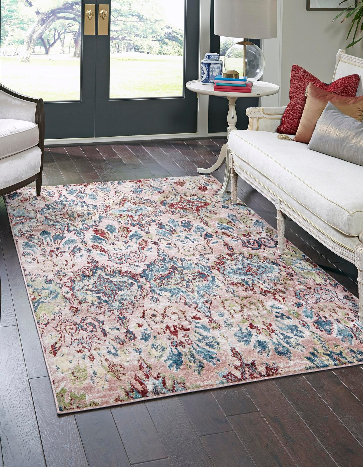 Sumter Brewton Pink & Blue Area Rug | Rectangle in room