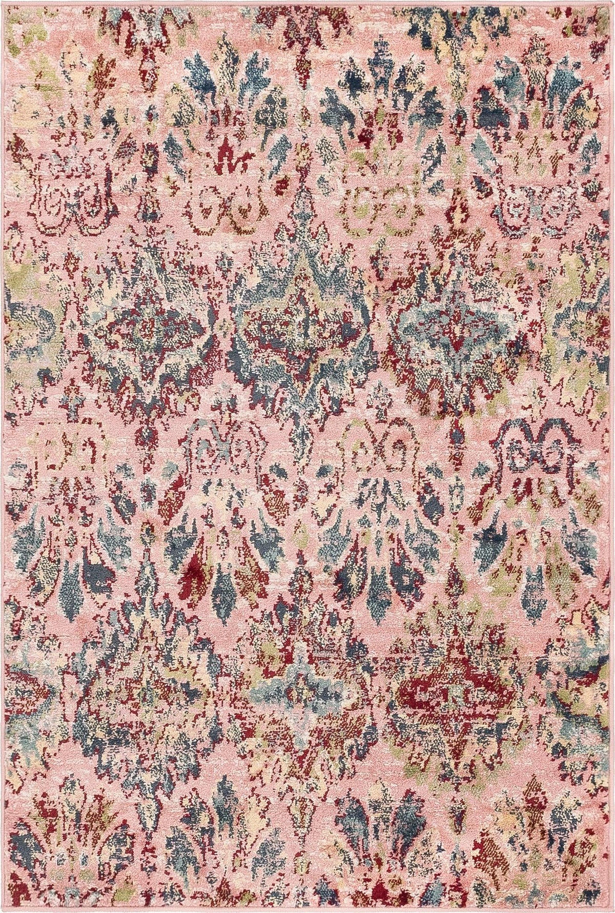Sumter Brewton Pink & Blue Area Rug | Rectangle overhead | SKU 3150145