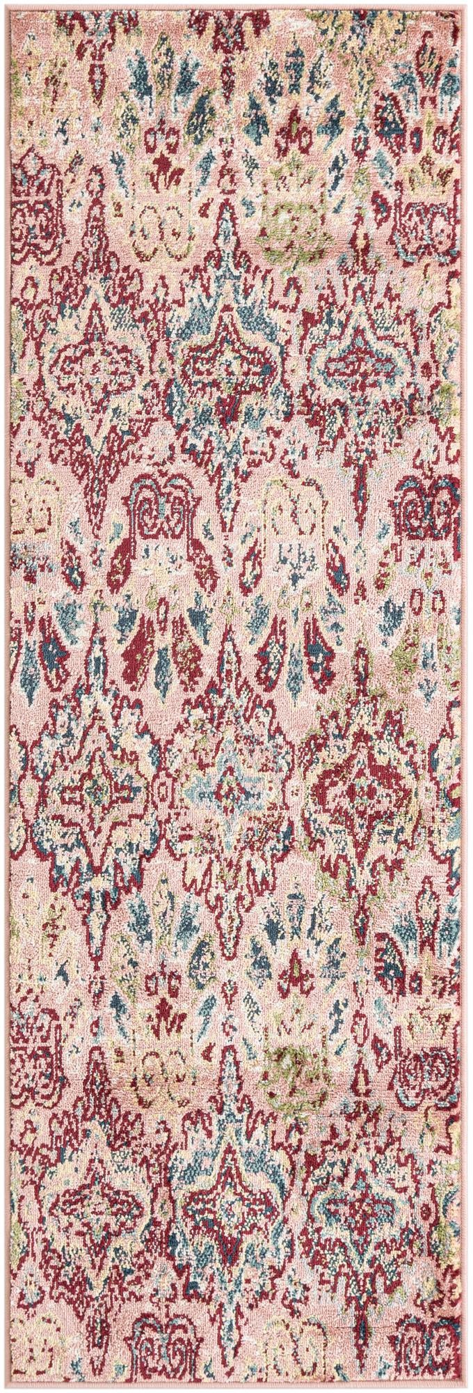 Sumter Brewton Pink & Blue Area Rug | Runner overhead | SKU 3150147