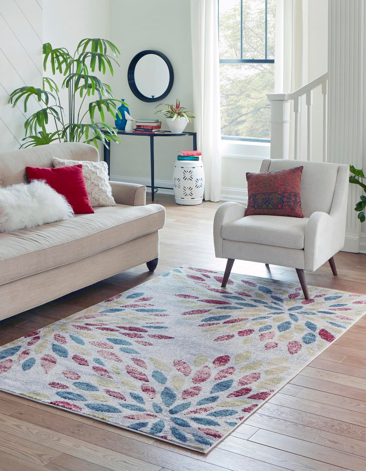 Sumter Rhett Multi & Blue Area Rug | Rectangle in room