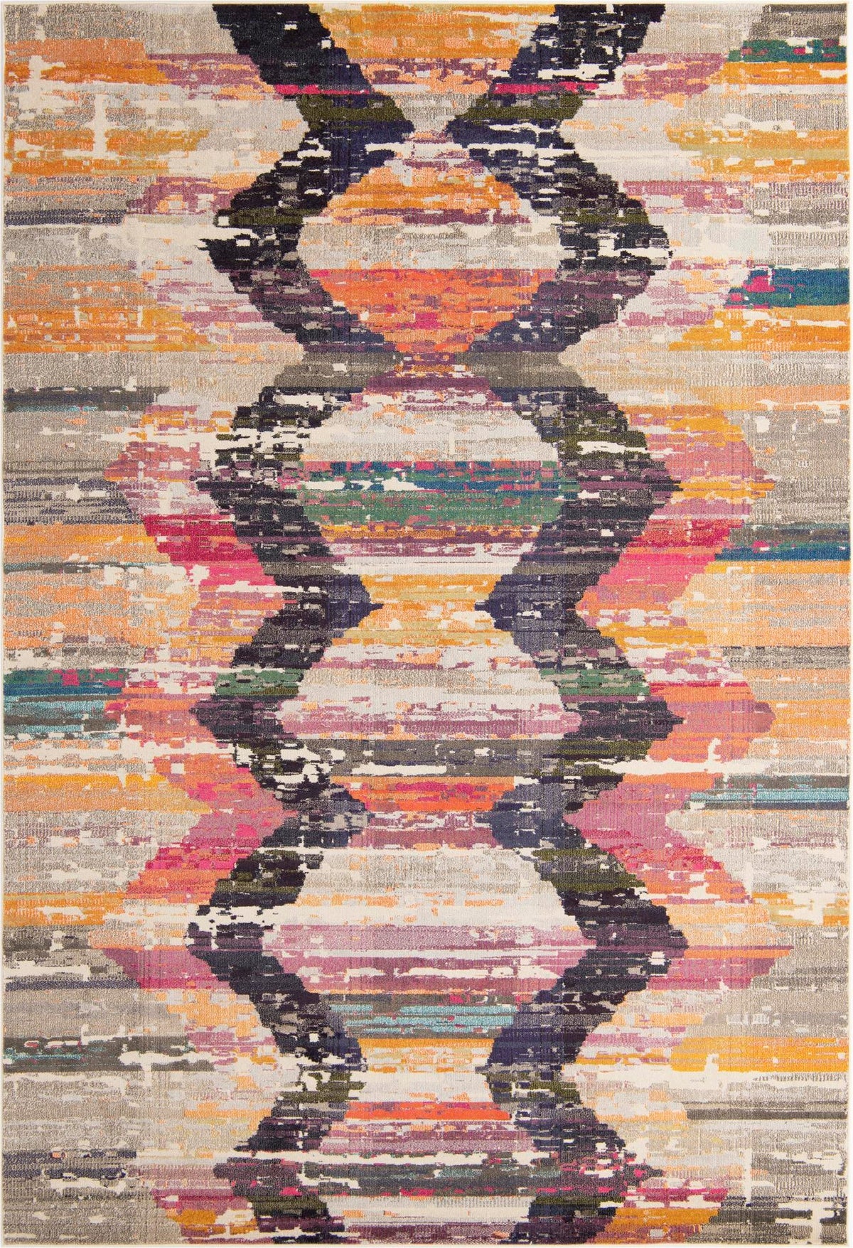 Vivid Surat Multi & Black Area Rug | Rectangle overhead alternative