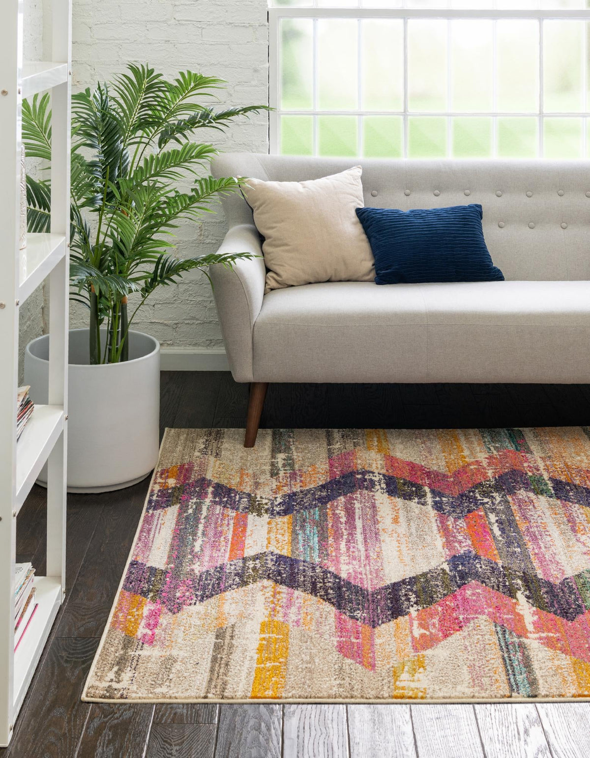Vivid Surat Multi & Black Area Rug | Rectangle in room