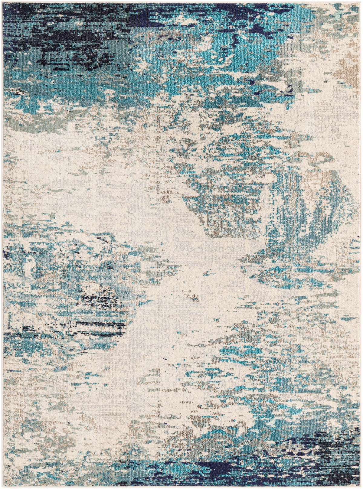 Vivid Mumbai Blue & Ivory Area Rug | Rectangle overhead alternative