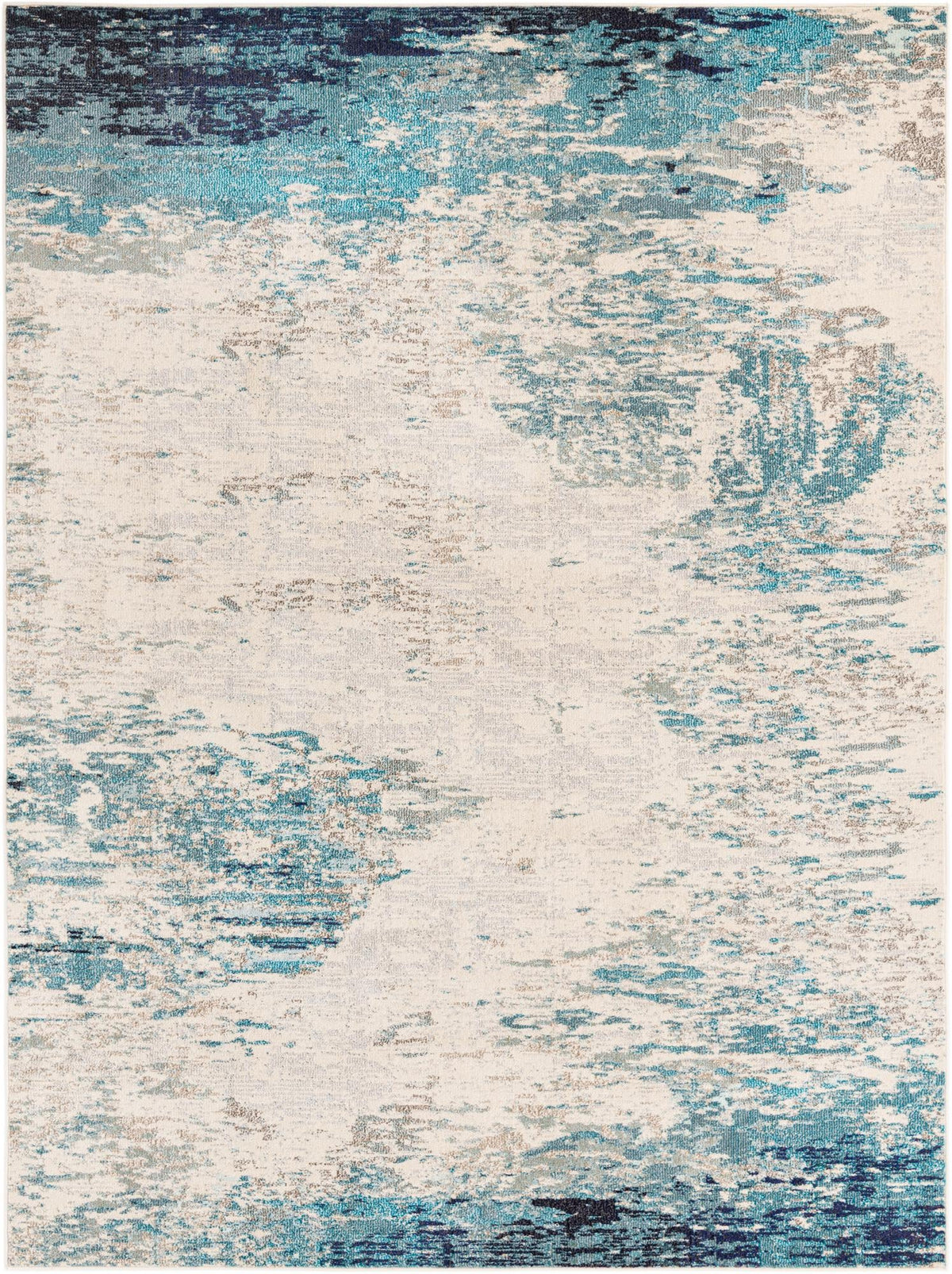 Vivid Mumbai Blue & Ivory Area Rug | Rectangle overhead | SKU 3165109