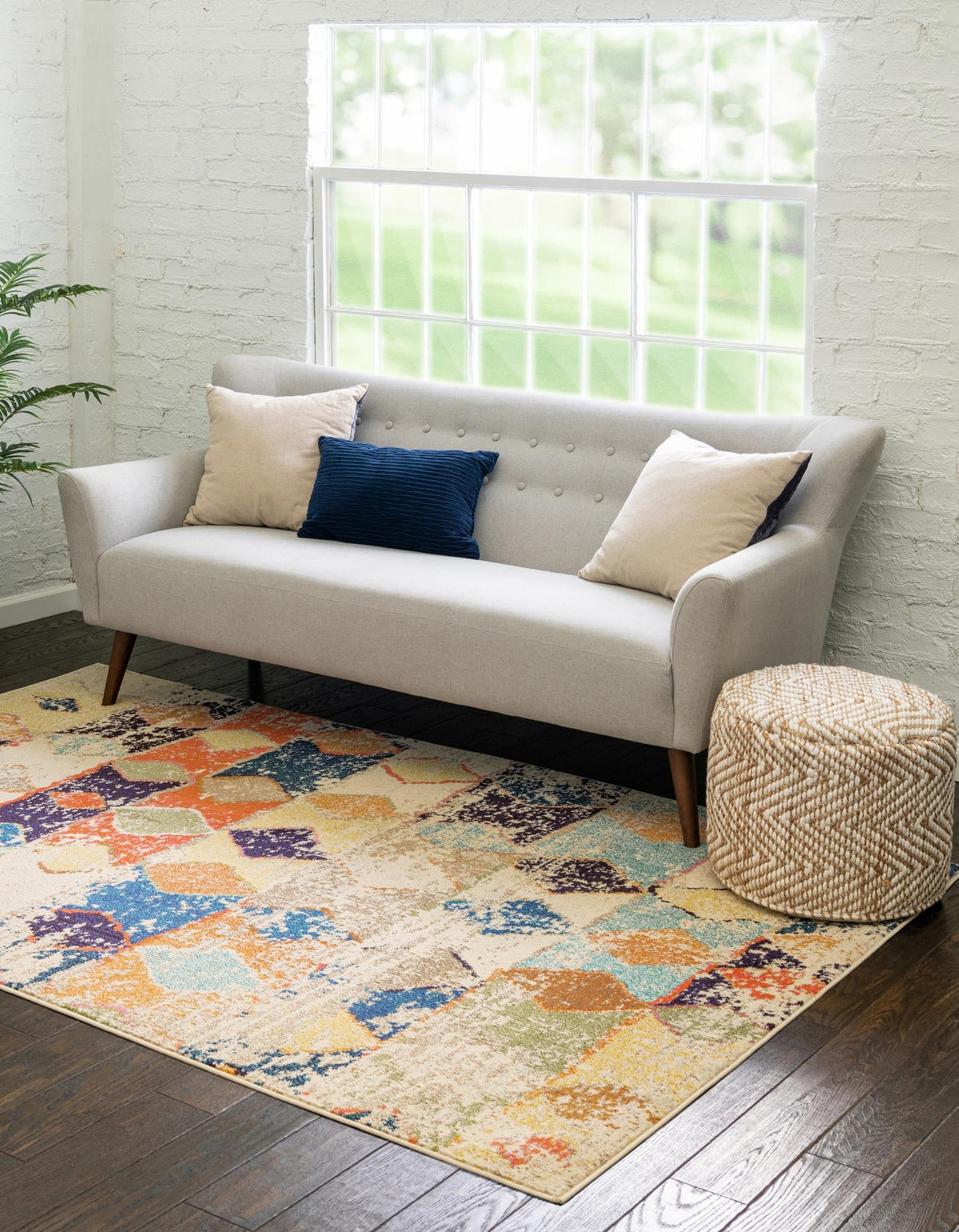 Vivid Chennai Ivory & Blue Area Rug | Unique Loom high-resolution supplier additional photo 3165145_image_1012.jpg