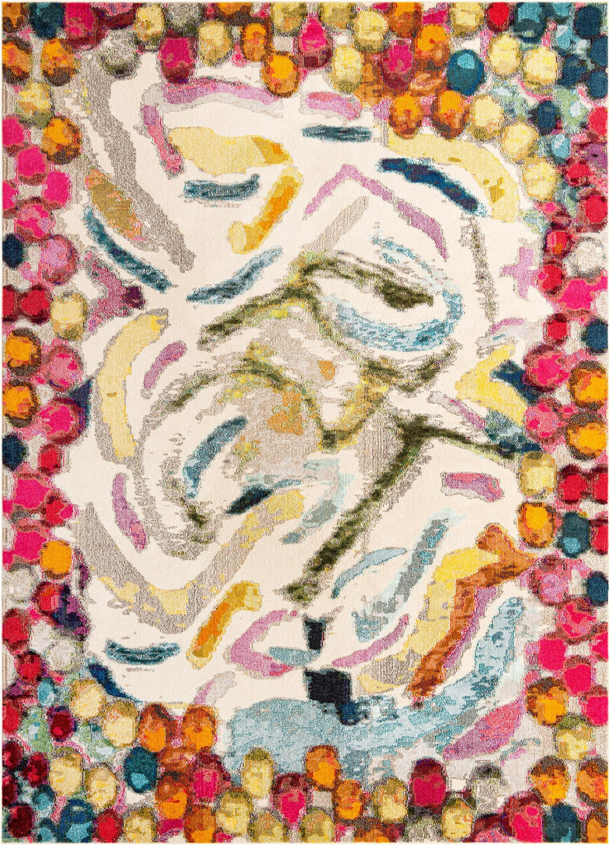 Vivid Jaipur Multi & Black Area Rug, overhead view